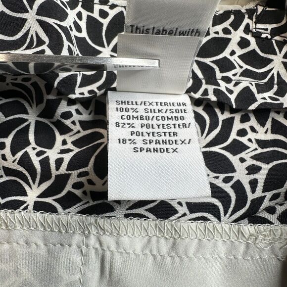 Diane Von Furstenberg Silk Shorts Womens 4 Black/White Floral Zip Front Pockets - Picture 7 of 16